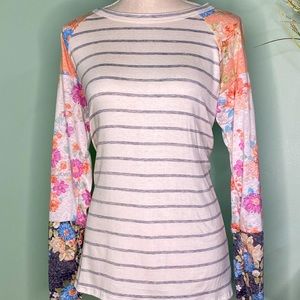 Long sleeve patchwork floral women’s top
